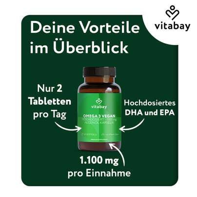 Vitabay Omega 3 vegan Hochdosiert - 1.100mg - Algenöl Kapseln, A-Nr.: 6049220 - 06