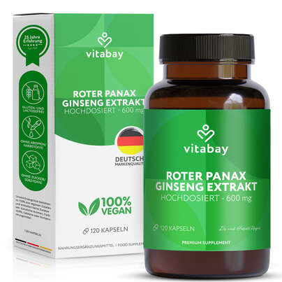 Vitabay Roter Panax Ginseng Extrakt Hochdosiert - 600 mg, A-Nr.: 6047439 - 01