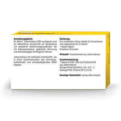 Sie sehen eine Packung Dr. Böhm Johanniskraut, Produktbild: 06 Dr. Böhm Johanniskraut, A-Nr.: 2426849 - 06