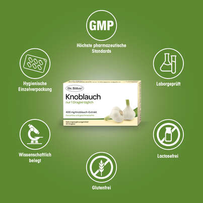 Sie sehen eine Packung Dr. Böhm Knoblauch nur 1 Dragee täglich, Produktbild: 04 Dr. Böhm Knoblauch nur 1 Dragee täglich, A-Nr.: 1520316 - 04