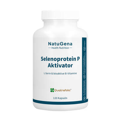 Sie sehen eine Packung NatuGena Selenoprotein P Aktivator Kapseln, Produktbild: 01 NatuGena Selenoprotein P Aktivator Kapseln, A-Nr.: 5926831 - 01