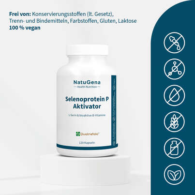 Sie sehen eine Packung NatuGena Selenoprotein P Aktivator Kapseln, Produktbild: 03 NatuGena Selenoprotein P Aktivator Kapseln, A-Nr.: 5926831 - 03