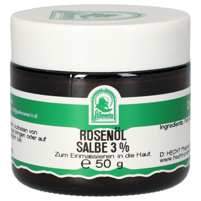 Sie sehen eine Packung ROSENÖL 3% SALBE 50 G, Produktbild: 01 ROSENÖL 3% SALBE 50 G, A-Nr.: 5340278 - 01