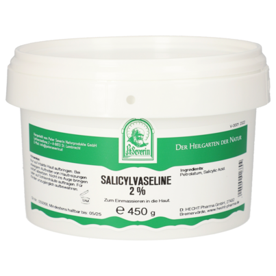 Sie sehen eine Packung SALICYLVASELINE 2% 450 G, Produktbild: 01 SALICYLVASELINE 2% 450 G, A-Nr.: 5671176 - 01
