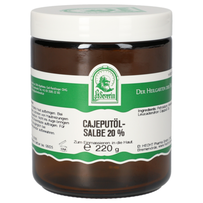 Sie sehen eine Packung CAJEPUTÖL SALBE 20 % 220 G, Produktbild: 01 CAJEPUTÖL SALBE 20 % 220 G, A-Nr.: 4946613 - 01