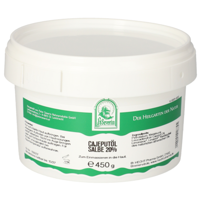 Sie sehen eine Packung CAJEPUTOEL SALBE 20% 450 G, Produktbild: 01 CAJEPUTOEL SALBE 20% 450 G, A-Nr.: 5713408 - 01