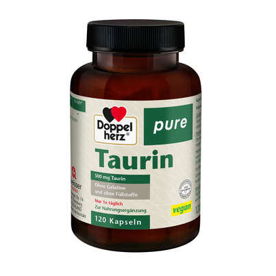 Sie sehen eine Packung Doppelherz pure Taurin 500 mg, Produktbild: 01 Doppelherz pure Taurin 500 mg, A-Nr.: 5940392 - 01