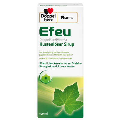 Sie sehen eine Packung Efeu DoppelherzPharma Hustenlöser Sirup, Produktbild: 01 Efeu DoppelherzPharma Hustenlöser Sirup, A-Nr.: 6058035 - 01