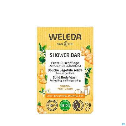 Sie sehen eine Packung Weleda Feste Duschpflege Ginger +petitgrain 75g, Produktbild: 08 Weleda Feste Duschpflege Ginger +petitgrain 75g, A-Nr.: 5565238 - 08