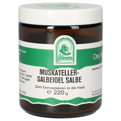 Sie sehen eine Packung MUSKATELLERSALBEIÖL SALBE 5% 220 G, Produktbild: 01 MUSKATELLERSALBEIÖL SALBE 5% 220 G, A-Nr.: 5357965 - 01