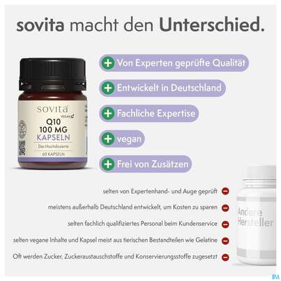 Sie sehen eine Packung Q-10 Kapseln 100mg Sovita 60st, Produktbild: 05 Q-10 Kapseln 100mg Sovita 60st, A-Nr.: 3863351 - 05