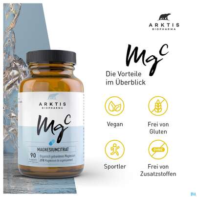 Sie sehen eine Packung Magnesium Citrat Kapseln Arktis 90st, Produktbild: 05 Magnesium Citrat Kapseln Arktis 90st, A-Nr.: 4750726 - 05