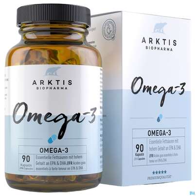Sie sehen eine Packung Omega -3 Kapseln Arktis 90st, Produktbild: 03 Omega -3 Kapseln Arktis 90st, A-Nr.: 4750732 - 03