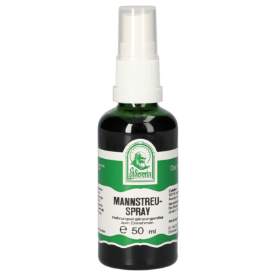 Sie sehen eine Packung MANNSTREU SPRAY 50 ML, Produktbild: 01 MANNSTREU SPRAY 50 ML, A-Nr.: 4444509 - 01