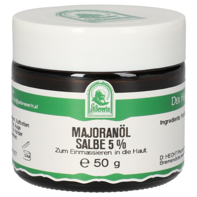 Sie sehen eine Packung MAJORANÖL SALBE 5% 50 G, Produktbild: 01 MAJORANÖL SALBE 5% 50 G, A-Nr.: 5676972 - 01