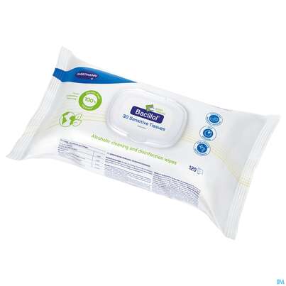 Sie sehen eine Packung Desinfektionstuecher Bacillol/30 Flaechen Sensitive Green Tissue 120st, Produktbild: 06 Desinfektionstuecher Bacillol/30 Flaechen Sensitive Green Tissue 120st, A-Nr.: 5856935 - 06