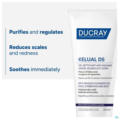 Sie sehen eine Packung Ducray Kelual Ds Reinigungsgel Neu 200ml, Produktbild: 21 Ducray Kelual Ds Reinigungsgel Neu 200ml, A-Nr.: 5862261 - 21