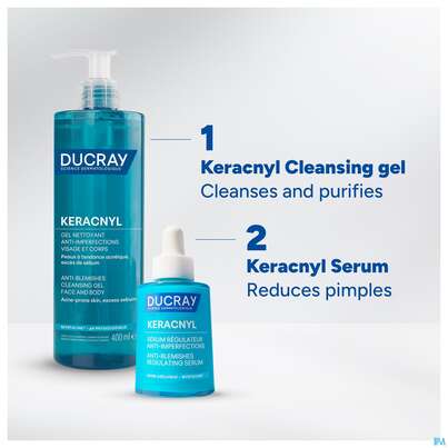 Sie sehen eine Packung Ducray Keracnyl Schäumendes Waschgel 400ml, Produktbild: 07 Ducray Keracnyl Schäumendes Waschgel 400ml, A-Nr.: 5564405 - 07