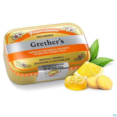 Grethers Pastillen Zuckerfrei Ginger Lemon 110g, A-Nr.: 5971955 - 08