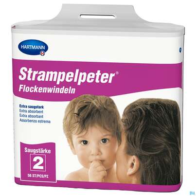 Sie sehen eine Packung Inkontinenz Strampelpeter Flockenwindeln Staerke 1 56st, Produktbild: 10 Inkontinenz Strampelpeter Flockenwindeln Staerke 1 56st, A-Nr.: 2307530 - 10