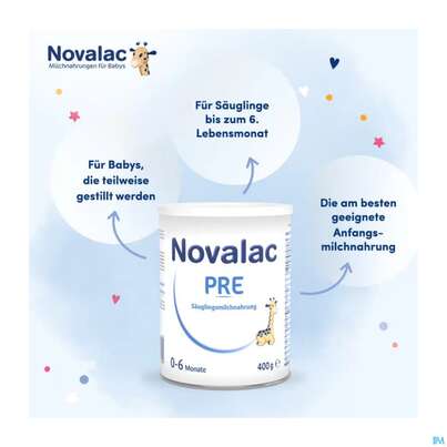 Sie sehen eine Packung Novalac Pre 400g, Produktbild: 05 Novalac Pre 400g, A-Nr.: 4162283 - 05