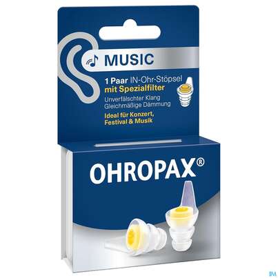Sie sehen eine Packung Ohrenschutz Ohropax Music Spezial Filter-1 Paar Pgerm 2st, Produktbild: 03 Ohrenschutz Ohropax Music Spezial Filter-1 Paar Pgerm 2st, A-Nr.: 4778475 - 03