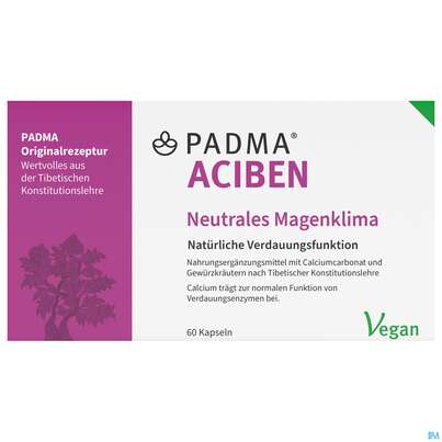 Sie sehen eine Packung Padma Kapseln Aciben Magenbalance 60st, Produktbild: 03 Padma Kapseln Aciben Magenbalance 60st, A-Nr.: 4730250 - 03