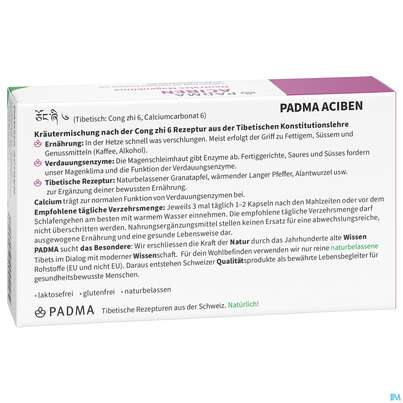 Sie sehen eine Packung Padma Kapseln Aciben Magenbalance 60st, Produktbild: 07 Padma Kapseln Aciben Magenbalance 60st, A-Nr.: 4730250 - 07