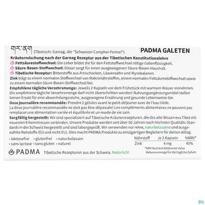 Sie sehen eine Packung Padma Kapseln Galeten Fettstoffwechsel 60st, Produktbild: 04 Padma Kapseln Galeten Fettstoffwechsel 60st, A-Nr.: 5750361 - 04