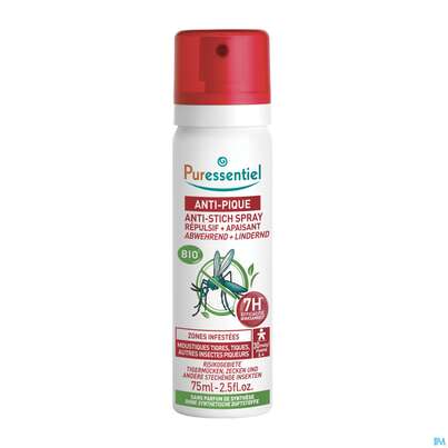 Sie sehen eine Packung Puressentiel Antistich/beruhigend Spray Aeth.oele 7std Wirksamkeit 75ml, Produktbild: 03 Puressentiel Antistich/beruhigend Spray Aeth.oele 7std Wirksamkeit 75ml, A-Nr.: 5107607 - 03