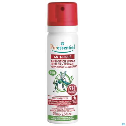 Sie sehen eine Packung Puressentiel Antistich/beruhigend Spray Aeth.oele 7std Wirksamkeit 75ml, Produktbild: 04 Puressentiel Antistich/beruhigend Spray Aeth.oele 7std Wirksamkeit 75ml, A-Nr.: 5107607 - 04
