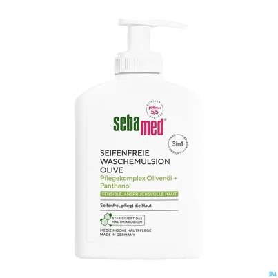 Sie sehen eine Packung Sebamed Waschemulsion +spender Olive 200ml, Produktbild: 02 Sebamed Waschemulsion +spender Olive 200ml, A-Nr.: 5327987 - 02