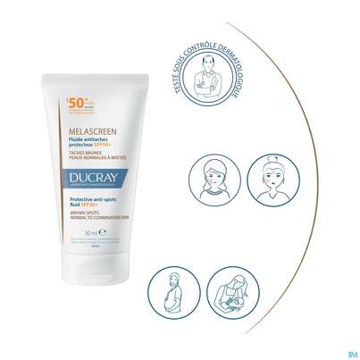 Sie sehen eine Packung Sonnenprodukte Ducray Melascreen Fluid Spf 50+ 50ml, Produktbild: 13 Sonnenprodukte Ducray Melascreen Fluid Spf 50+ 50ml, A-Nr.: 5712426 - 13