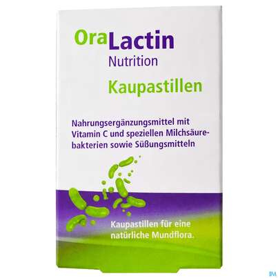 Sie sehen eine Packung Oralactin Orales Probiotikum Kaupastillen +vitamin C 30g, Produktbild: 01 Oralactin Orales Probiotikum Kaupastillen +vitamin C 30g, A-Nr.: 5750409 - 01