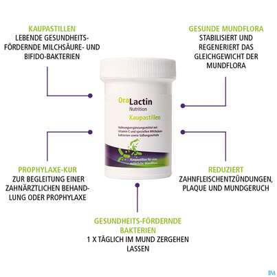 Sie sehen eine Packung Oralactin Orales Probiotikum Kaupastillen +vitamin C 30g, Produktbild: 09 Oralactin Orales Probiotikum Kaupastillen +vitamin C 30g, A-Nr.: 5750409 - 09