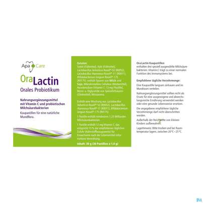 Sie sehen eine Packung Oralactin Orales Probiotikum Kaupastillen +vitamin C 30g, Produktbild: 12 Oralactin Orales Probiotikum Kaupastillen +vitamin C 30g, A-Nr.: 5750409 - 12