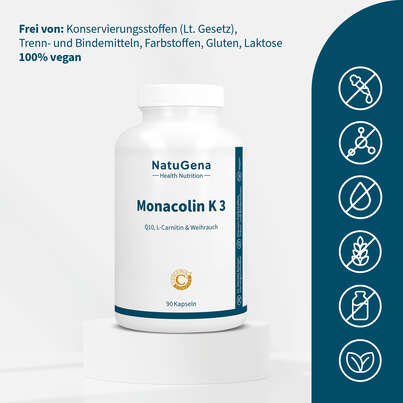 Sie sehen eine Packung NatuGena Monacolin K3 Kapseln, Produktbild: 03 NatuGena Monacolin K3 Kapseln, A-Nr.: 6011884 - 03