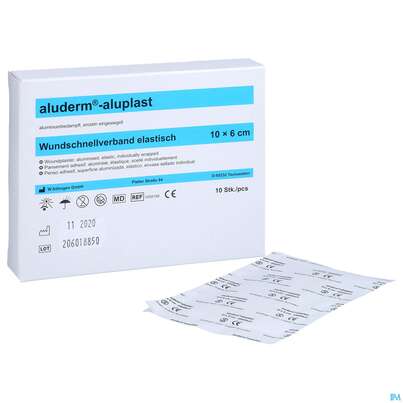 Sie sehen eine Packung Aluderm/aluplast Wundpflaster 10x 6cm 10 Abschnitte 1pk, Produktbild: 06 Aluderm/aluplast Wundpflaster 10x 6cm 10 Abschnitte 1pk, A-Nr.: 5650286 - 06