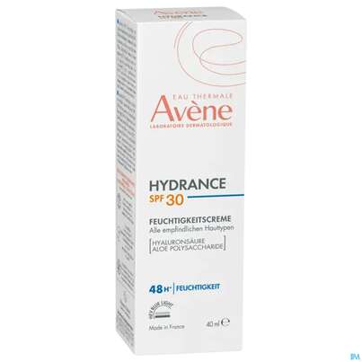 Sie sehen eine Packung Avene Hydrance Feuchtigkeitscreme Spf30 40ml, Produktbild: 02 Avene Hydrance Feuchtigkeitscreme Spf30 40ml, A-Nr.: 5961402 - 02