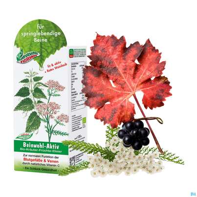 Sie sehen eine Packung Beinwohl Aktiv Kraeuterfit Elixier Bio Kraeuter Fruechte Alkoholfrei 330ml, Produktbild: 09 Beinwohl Aktiv Kraeuterfit Elixier Bio Kraeuter Fruechte Alkoholfrei 330ml, A-Nr.: 3961734 - 09