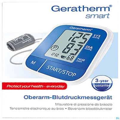 Sie sehen eine Packung Blutdruckmesser Geratherm Oberarm Smart Digital 1st, Produktbild: 01 Blutdruckmesser Geratherm Oberarm Smart Digital 1st, A-Nr.: 4879503 - 01