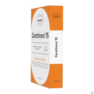 Sie sehen eine Packung Carotinora 15 Kapseln Twardy 90st, Produktbild: 06 Carotinora 15 Kapseln Twardy 90st, A-Nr.: 4495441 - 06