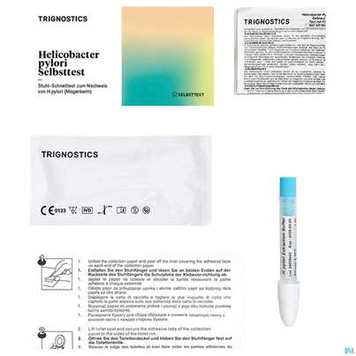Sie sehen eine Packung Diagnostika U.zubehoer Trignostics/helicobacter Pylori Selbsttest 10min Sensitiv 97,6% Ce-laienzul 1st, Produktbild: 04 Diagnostika U.zubehoer Trignostics/helicobacter Pylori Selbsttest 10min Sensitiv 97,6% Ce-laienzul 1st, A-Nr.: 5888467 - 04