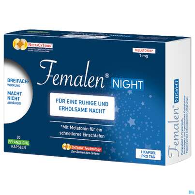 Sie sehen eine Packung Femalen Night Kapseln 30st, Produktbild: 04 Femalen Night Kapseln 30st, A-Nr.: 5942936 - 04