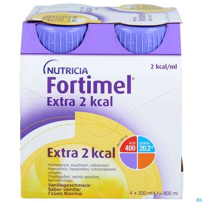 Sie sehen eine Packung Fortimel/protein 200ml 2kcal Vanille 24st, Produktbild: 01 Fortimel/protein 200ml 2kcal Vanille 24st, A-Nr.: 5833383 - 01