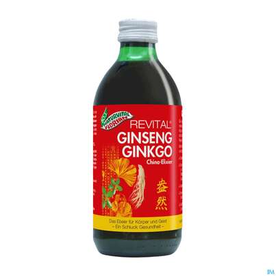 Sie sehen eine Packung Ginseng Ginkgo Revital China Elixier Bio Wein 16% Vol. 330ml, Produktbild: 07 Ginseng Ginkgo Revital China Elixier Bio Wein 16% Vol. 330ml, A-Nr.: 3961697 - 07