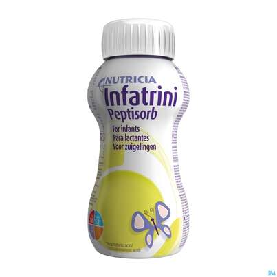 Sie sehen eine Packung Infatrini Peptisorb 200ml -danone Vitalflasche 24st, Produktbild: 02 Infatrini Peptisorb 200ml -danone Vitalflasche 24st, A-Nr.: 4264279 - 02
