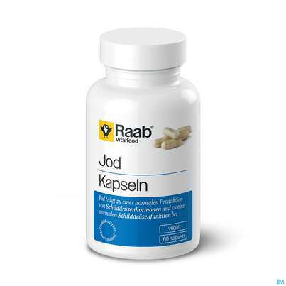 Sie sehen eine Packung Jod Kapseln Raab 60st, Produktbild: 01 Jod Kapseln Raab 60st, A-Nr.: 5871372 - 01