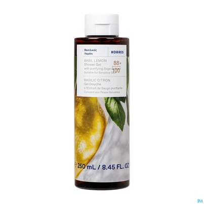 Sie sehen eine Packung Korres Basil Lemon Duschgel Set 1+1 250ml, Produktbild: 02 Korres Basil Lemon Duschgel Set 1+1 250ml, A-Nr.: 5982870 - 02