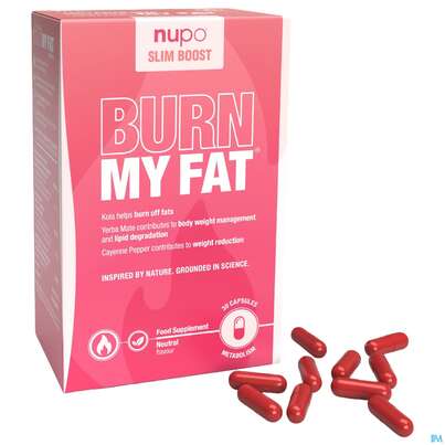 Sie sehen eine Packung Nupo Kapseln Slim Boost Burn My Fat 99204 30st, Produktbild: 04 Nupo Kapseln Slim Boost Burn My Fat 99204 30st, A-Nr.: 5296755 - 04
